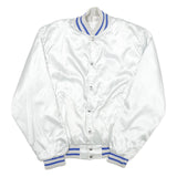 BIRDIE Mens White Satin Button Nylon Varsity Jacket L U S Coast Guard