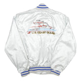 BIRDIE Mens White Satin Button Nylon Varsity Jacket L U S Coast Guard