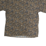 CAMPIA MODA Mens Brown & Beige Floral Pattern Shirt L Cotton Casual Short Sleeve