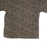 CAMPIA MODA Mens Brown & Beige Floral Pattern Shirt L Cotton Casual Short Sleeve