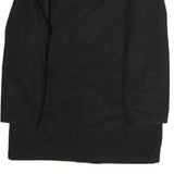 Womens Black Wool Double Breasted Button Jacket L Plain Classic Fit Winter