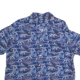 CHAPS Mens Blue Hawaiian Shirt 2XL Cotton Blend Tropical Palm Print Casual