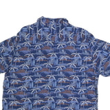 CHAPS Mens Blue Hawaiian Shirt 2XL Cotton Blend Tropical Palm Print Casual