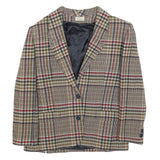VALENTINO Womens Red Beige Check Blazer L Woven Button Jacket Classic Tailored