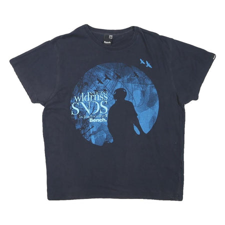 BENCH Womens Navy Blue Graphic T-Shirt XL Short Sleeve Crew Neck Cotton Blend