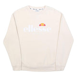 ELLESSE Womens Cream Sweatshirt Crew Neck UK 10 Cotton Pullover Casual
