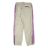 KAPPA Womens Joggers Beige & Violet Logo Slim Tapered M W32 L29 Nylon Track