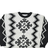 SWEET BABY JANE Womens Black & White Patterned Jumper Crew Neck Basic Knit M