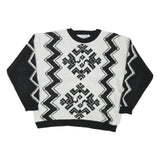 SWEET BABY JANE Womens Black & White Patterned Jumper Crew Neck Basic Knit M