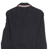 ZARA Womens Black Navy & Red Elbow Patch Button Jacket S Polyester Blend Blazer