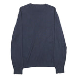 NAUTICA Mens Navy Blue & White Plain Crew Neck Basic Knit Jumper M Cotton