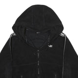 DKNY Womens Black Zip Up Hooded Polyester Blend Jacket L Fleece Casual