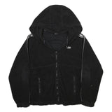 DKNY Womens Black Zip Up Hooded Polyester Blend Jacket L Fleece Casual