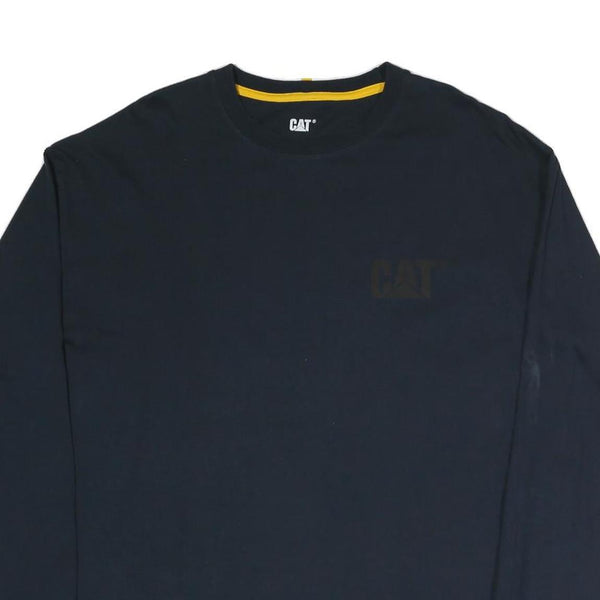 CAT Mens Black Graphic Long Sleeve Crew Neck Cotton Blend T-Shirt L