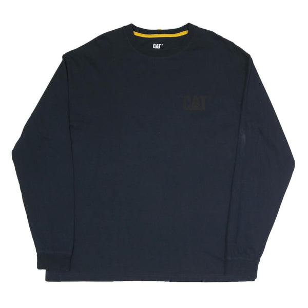 CAT Mens Black Graphic Long Sleeve Crew Neck Cotton Blend T-Shirt L
