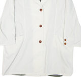 Womens White Button Jacket L Polyester Blend Plain Classic Stylish Outerwear