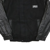 CANADA Mens Black & Black Wool Blend Bomber Jacket M Leather Sleeves Button