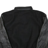 CANADA Mens Black & Black Wool Blend Bomber Jacket M Leather Sleeves Button