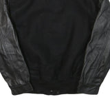 CANADA Mens Black & Black Wool Blend Bomber Jacket M Leather Sleeves Button