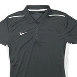 NIKE Womens Black & White Short Sleeve Plain M Performance Golf Polo Shirt