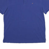 TOMMY HILFIGER Mens Blue Cotton Short Sleeve Polo Shirt L Logo Embroidered