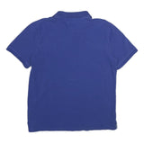 TOMMY HILFIGER Mens Blue Cotton Short Sleeve Polo Shirt L Logo Embroidered