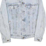LEVI'S Mens Blue Denim Jacket S Cotton Blend Plain Button Closure Classic Fit