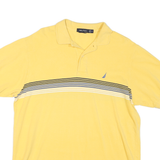 NAUTICA Mens Yellow Stripe Short Sleeve Polo Shirt M Cotton Logo