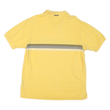 NAUTICA Mens Yellow Stripe Short Sleeve Polo Shirt M Cotton Logo