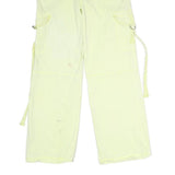 LOVE GEN Womens Relaxed Light Yellow Cargo Trousers W31 L30 Casual Cotton Blend
