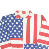 CARABELLA Womens Red White & Blue Cotton Blend Zip Jacket L Stars Stripes