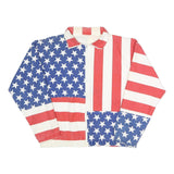 CARABELLA Womens Red White & Blue Cotton Blend Zip Jacket L Stars Stripes