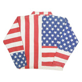 CARABELLA Womens Red White & Blue Cotton Blend Zip Jacket L Stars Stripes