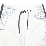ADIDAS Mens White & Navy Casual Swimming Shorts L W36 Drawstring Cargo Pocket