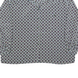 DELMOD Womens Blue Printed Long Sleeve Collared Shirt XL Stylish Pattern