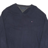 POLO RALPH LAUREN Mens Navy Blue Plain V Neck Basic Knit 2XL Cotton Blend Jumper