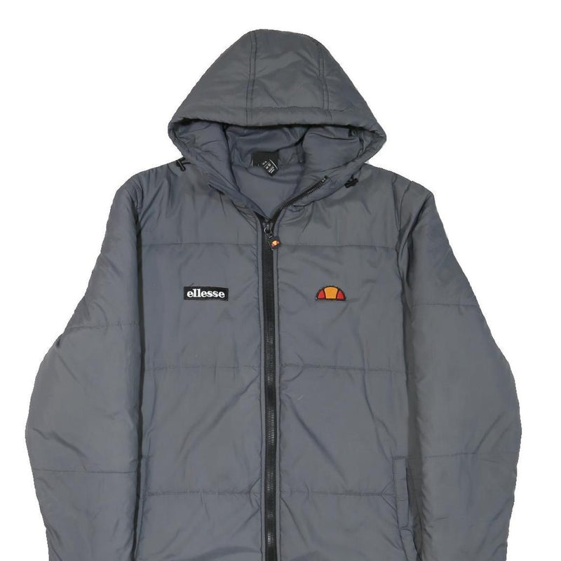 ELLESSE Womens Grey Long Sleeve Puffer Jacket UK 10 Polyester Blend Hood