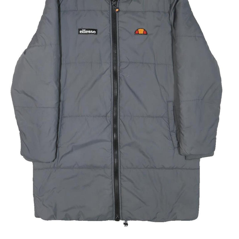 ELLESSE Womens Grey Long Sleeve Puffer Jacket UK 10 Polyester Blend Hood