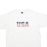 Mens White USA Graphic T-Shirt L Short Sleeve Crew Neck Cotton Blend Casual