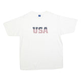 Mens White USA Graphic T-Shirt L Short Sleeve Crew Neck Cotton Blend Casual