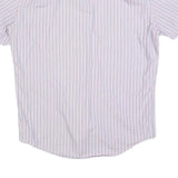 LACOSTE Mens Blue & Pink Stripe Shirt L Button-Down Collar Short Sleeve Cotton