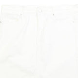 CALVIN KLEIN JEANS Womens White Cotton Blend Denim Mini Skirt Frayed Hem M