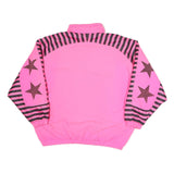 WINDS AND WAVES Womens Pink & Black Star Print Zip Jacket L Polyester Blend