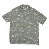 BATICK BAY Mens Green Rayon Hawaiian Shirt L Tropical Print Button Up Casual