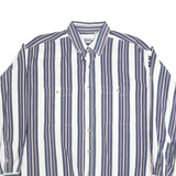 BASIC EDITION Mens White & Blue Striped Shirt XL Casual Cotton Long Sleeve