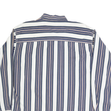 BASIC EDITION Mens White & Blue Striped Shirt XL Casual Cotton Long Sleeve