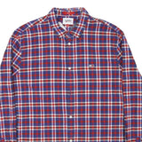 TOMMY HILFIGER Mens Blue & Red Checked Shirt 2XL Cotton Blend Long Sleeve Casual