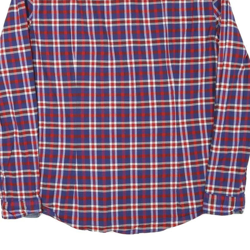 TOMMY HILFIGER Mens Blue & Red Checked Shirt 2XL Cotton Blend Long Sleeve Casual