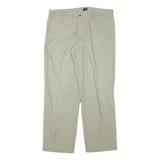 DOCKERS Mens Regular Fit Beige Cotton Blend Trousers W36 L31 Casual Zip