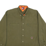 TOMMY HILFIGER Mens Green Long Sleeve Button Cotton Shirt L Casual Workwear